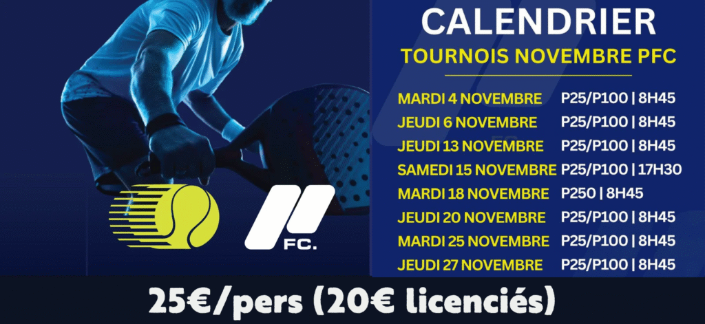 Tournois padel Novembre