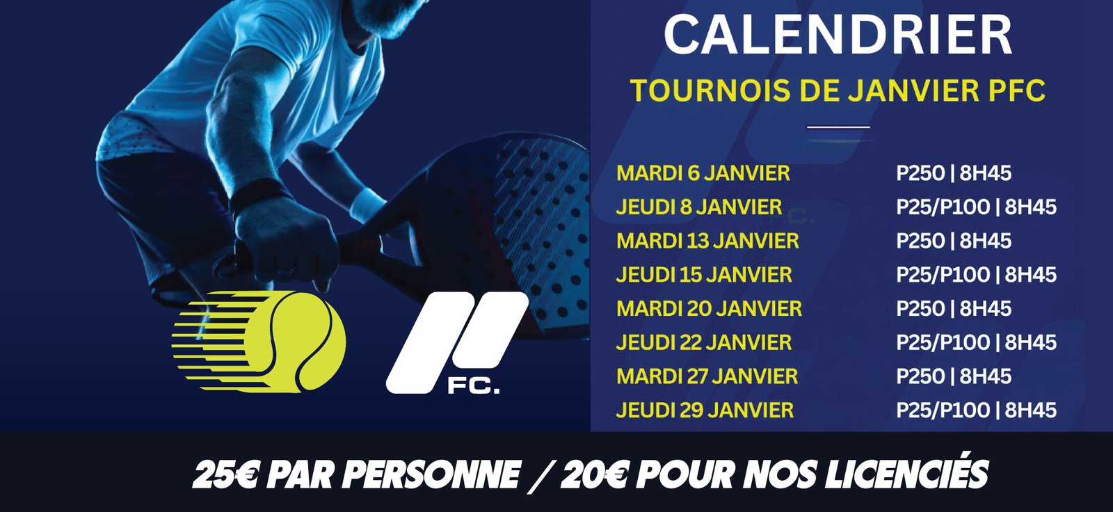 tournois padel Janvier 2026