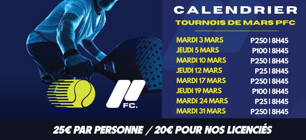Tournois padel mars 26
