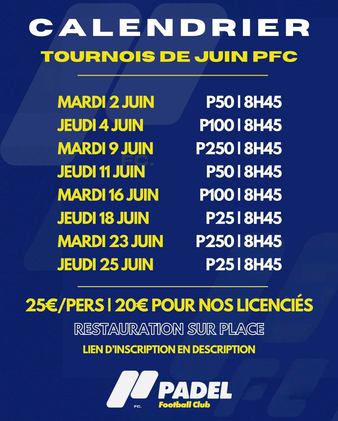Tournois padel juin 95