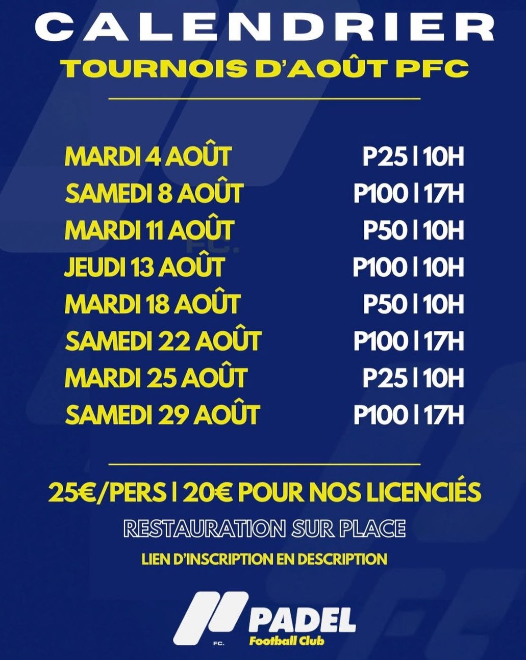 tournois padel aout